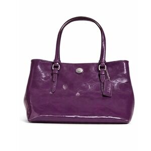 Coach Taylor Signature Op Art Purple Patent Leather Tote Bag F25501 Shoulder Bag